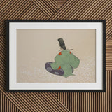 Flute Player - Kamisaka Sekka Meiji Period Art Print / Canvas Framed Artwork Traditional Japanese Figure Green Purple Attire, Sekka’s Prints