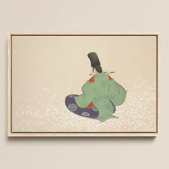 Flute Player - Kamisaka Sekka Meiji Period Art Print / Canvas Framed Artwork Traditional Japanese Figure Green Purple Robes Kamisaka Sekka,