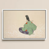 Flute Player - Kamisaka Sekka Meiji Period Art Print / Canvas Framed Artwork Traditional Japanese Figure Green Purple Robes, Sekka’s Prints