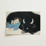 Flute Player and Ox - Kamisaka Sekka Art Print / Canvas, 18x12’’ / 46x31cm / Unframed / no Border, Posters Prints & Visual Artwork, Toby