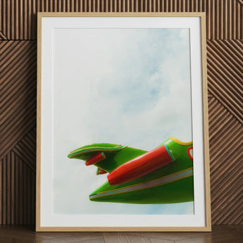 Flying High - Stampa artistica di aeroplano da parco divertimenti / Tela, 24x32’’ / 61x81cm / Cornice naturale / Passe-partout, Poster, Stampe e Opere d'arte visiva,