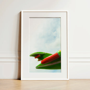 Flying High - Amusement Park Airplane Art Print / Canvas, 12x16’’ / 31x41cm / White Frame / Matboard, Posters Prints & Visual Artwork, Toby