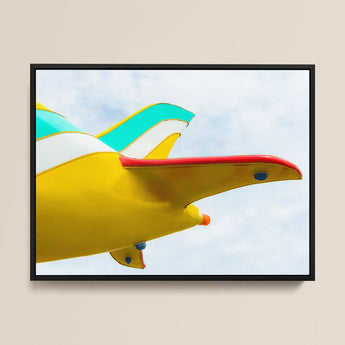 Flying High - Amusement Park Airplane Art Print / Canvas, 16x12’’ / 41x31cm / Black Frame, Posters Prints & Visual Artwork, Toby Leon