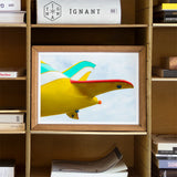 Flying High - Amusement Park Airplane Art Print / Canvas Colorful Abstract Artwork Yellow Whale Rainbow-like Spouts Streams Vintage,
