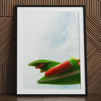 Flying High - Amusement Park Airplane Art Print / Canvas Framed Vibrant Green Red Vintage-style, Prints
