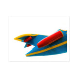Flying Higher - Amusement Park Airplane Art Print / Canvas Red Yellow Rocket Blue Wings Mid-century Carnival Delights, Technicolor