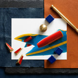 Flying Higher - Amusement Park Airplane Art Print / Canvas Vibrant Blue Red Abstract Rocket Illustration White Card Mid-century Carnival