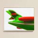 Flying Highest - Amusement Park Airplane Art Print / Canvas Vibrant Green Red Retro-style Airplane Tail Fin Gold Amusement Park Airplane,