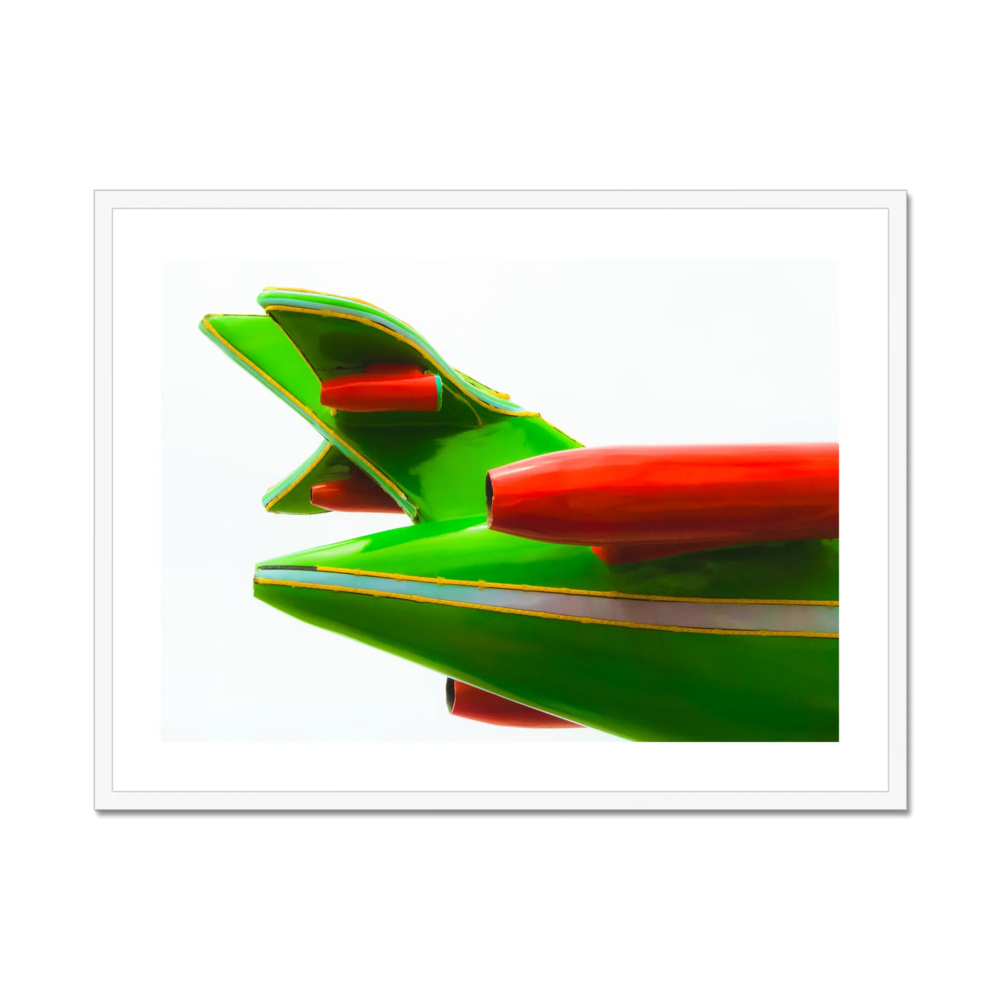 Flying Highest - Amusement Park Airplane Art Print, Green Red Toy Rocket