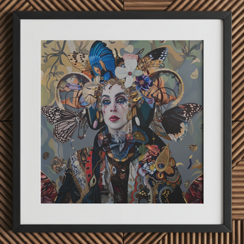 The Fool - Stampa d'arte / Tela del mazzo di tarocchi surreale, 12x12’’ / 31x31cm / Cornice nera / Passe-partout, Poster, stampe e arte visiva, Toby Leon