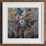 The Fool - Surreal Tarot Deck Art Print / Canvas Framed Artwork Woman Adorned Vibrant Butterflies Intricate Floral, Steps Forward, Eyes