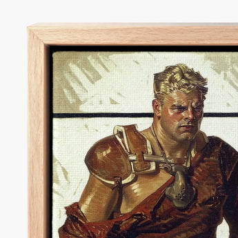 Football Hero - J.c. Leyendecker Art Print / Canvas Wood-framed Muscular Player Brown Tan, Joseph Christian, Turns, American, Filled