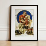 Football Player - J. C. Leyendecker Kunstdruck / Leinwand, 12x16’’ / 31x41cm / Schwarzer Rahmen / Passepartout, Poster-Drucke & visuelle Kunstwerke, Toby