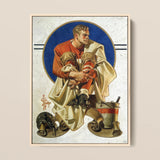 Football Player - J. C. Leyendecker Kunstdruck / Leinwand, 12x16’’ / 31x41cm / Naturrahmen, Poster-Drucke & visuelle Kunstwerke, Toby Leon