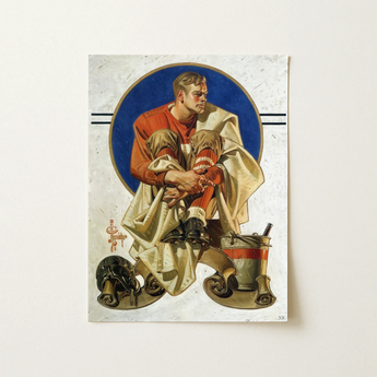 Football Player - J. C. Leyendecker Kunstdruck / Leinwand, 12x16’’ / 31x41cm / Ungerahmt / ohne Rand, Poster-Drucke & visuelle Kunstwerke, Toby Leon