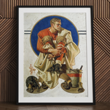 Football Player - J. C. Leyendecker Kunstdruck / Leinwand, 24x32’’ / 61x81cm / Schwarzer Rahmen / Passepartout, Poster-Drucke & visuelle Kunstwerke, Toby