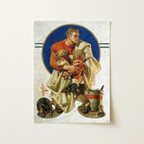Football Player - J. C. Leyendecker Art Print / Canvas Vintage-style Illustration Orange Jersey White, Scarlet Burns, Coal Held, Winter