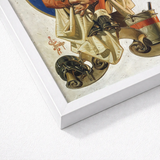 Football Player - J. C. Leyendecker Art Print / Canvas White Framed Artwork Vintage-style Illustration Firefighter Beige Uniform, Scarlet