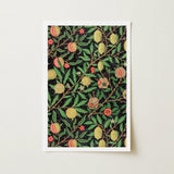 Four Fruits too - William Morris Botanicals Art Print / Canvas Framed Dense Botanical Illustration Peaches Pomegranates Dark Morris’s,