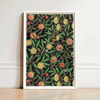 Four Fruits too - William Morris Botanicals Art Print / Canvas Framed Botanical Intricate Illustrations Peaches Pomegranates Leaves