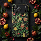 Four Fruits too - William Morris Aesthetic Phone Case Black Phone Case Adorned Vibrant Botanical Pattern Green William Morris’s