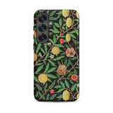 Four Fruits too - William Morris Aesthetic Phone Case Samsung Galaxy S25 Plus / Matte Black Phone Case Adorned Detailed Botanical