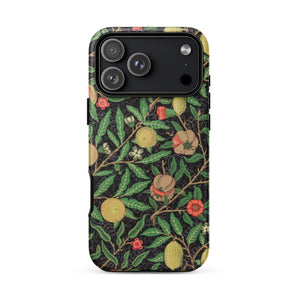 Four Fruits too - William Morris Aesthetic Phone Case Iphone 17 Pro Max / Matte Black Floral Phone Case Green Leaves Red Flowers William