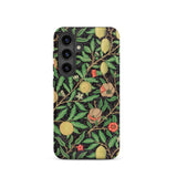 Four Fruits too - William Morris Aesthetic Phone Case Samsung Galaxy S24 / Matte Phone Case Detailed Botanical Design Green Leaves Yellow