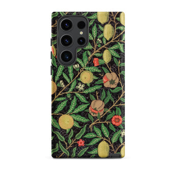 Four Fruits too - William Morris Aesthetic Phone Case Samsung Galaxy S23 Ultra / Matte Black Phone Case Adorned Detailed Botanical