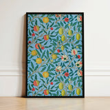 Framed Botanical Print Vibrant Pattern Fruits Leaves Light William Morris Four, Botanicals Art