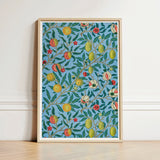 Framed Artwork Vibrant Botanical Pattern Yellow Green Fruits William Morris Four, Botanicals Art