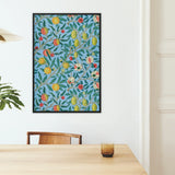 Four Fruits - William Morris Botanicals Art Print / Canvas Framed Artwork Vibrant Botanical Pattern Fruits Flowers Light William Morris