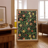Four Fruits too - William Morris Botanicals Art Print / Canvas Framed Botanical Citrus Leaves Dark Background Morris’s, Prints