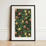 Four Fruits too - William Morris Botanicals Art Print / Canvas Framed Botanical Dense Pattern Green Leaves Yellow Morris’s, Prints