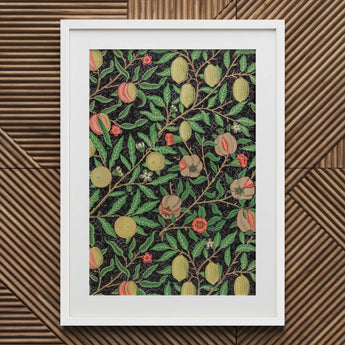 Four Fruits too - William Morris Botanicals Art Print / Canvas Framed Botanical Detailed Illustration Pomegranates Peaches Leaves Morris’s,
