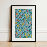 Four Fruits - William Morris Botanicals Art Print / Canvas Framed Botanical Print Pattern Stylized Fruits Leaves Light William Morris Four