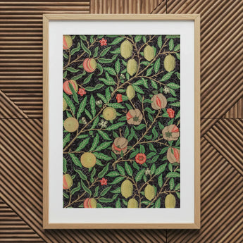 Four Fruits too - William Morris Botanicals Art Print / Canvas Framed Botanical Vibrant Pattern Green Leaves Yellow Morris’s, Prints