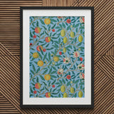 Four Fruits - William Morris Botanicals Art Print / Canvas Framed Botanical Vibrant Pattern Pomegranates Lemons Blossoms, Prints