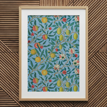 Four Fruits - William Morris Botanicals Art Print / Canvas Framed Art Print Vibrant Botanical Design Stylized Fruits William Morris Four