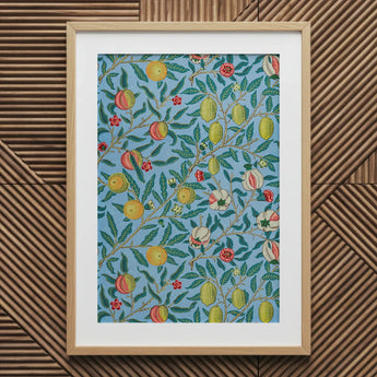 Four Fruits - William Morris Botanicals Art Print / Canvas Framed Vibrant Botanical Design Stylized, Prints
