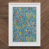 Four Fruits - William Morris Botanicals Art Print / Canvas Framed Print Vibrant Botanical Design Yellow Pink Fruits William Morris Four
