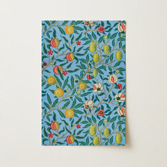 Four Fruits - William Morris Botanicals Art Print / Canvas Rectangular Notebook Vibrant Blue Cover Intricate Botanical Pattern William