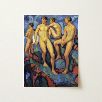 Four Young Men - Stampa artistica di Ludwig Von Hofmann su tela, 12x16’’ / 31x41cm / Senza cornice / senza bordo, Poster, stampe e arte visiva, Toby Leon