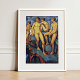 Four Young Men - Stampa artistica di Ludwig Von Hofmann su tela, 12x16’’ / 31x41cm / Cornice bianca / Passe-partout, Poster, stampe e arte visiva, Toby