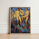 Four Young Men - Ludwig Von Hofmann Art Print / Canvas Framed Painting Nude Male Figures Stylized Impressionistic, Hofmann’s, Oil,