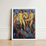 Four Young Men - Ludwig Von Hofmann Art Print / Canvas White-framed Painting Nude Male Figures, Hofmann’s, Oil, Darmstadt Landesmuseum