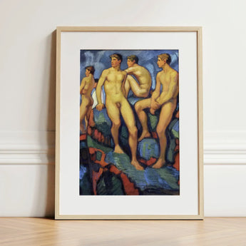 Four Young Men - Ludwig Von Hofmann Art Print / Canvas Framed Painting Nude Male Figures, Hofmann’s, Oil, Darmstadt Landesmuseum Period,