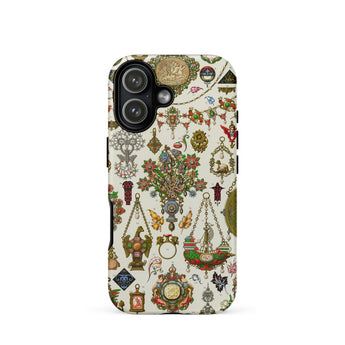 French Jewelry - Auguste Racinet Phone Case Iphone 17 / Matte Beige Brown Patterned Phone Case Intricate Designs Auguste Racinet’s Opulent,