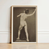 French Male Nude - Gaudenzio Marconi Art Print / Canvas Framed Black-and-white Photographic Figure Athletic, Guglielmo Marconi’s Albumen,