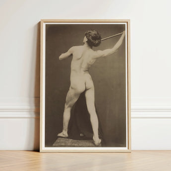 French Male Nude - Gaudenzio Marconi Art Print / Canvas Framed Black-and-white Photographic Figure Athletic, Guglielmo Marconi’s Albumen,